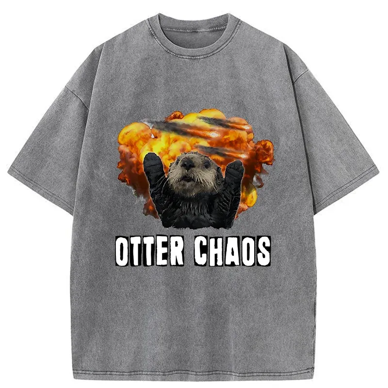 Tokyo-Tiger Utter Chaos Funny Washed T-Shirt