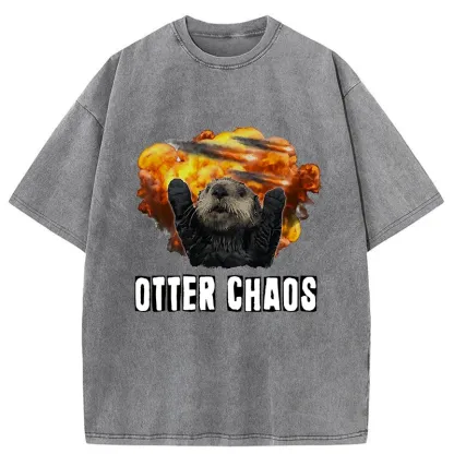 Tokyo-Tiger Utter Chaos Funny Washed T-Shirt