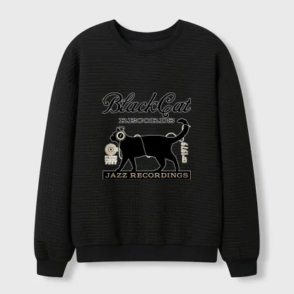 Tokyo-Tiger Black Cat Japan Waffle Sweatshirt