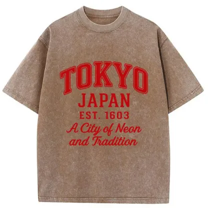 Tokyo-Tiger Tokyo Japan Retro Washed T-Shirt