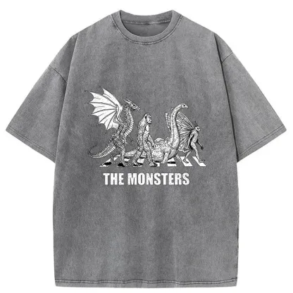 Tokyo-Tiger Monsters Crossing The Road Washed T-Shirt