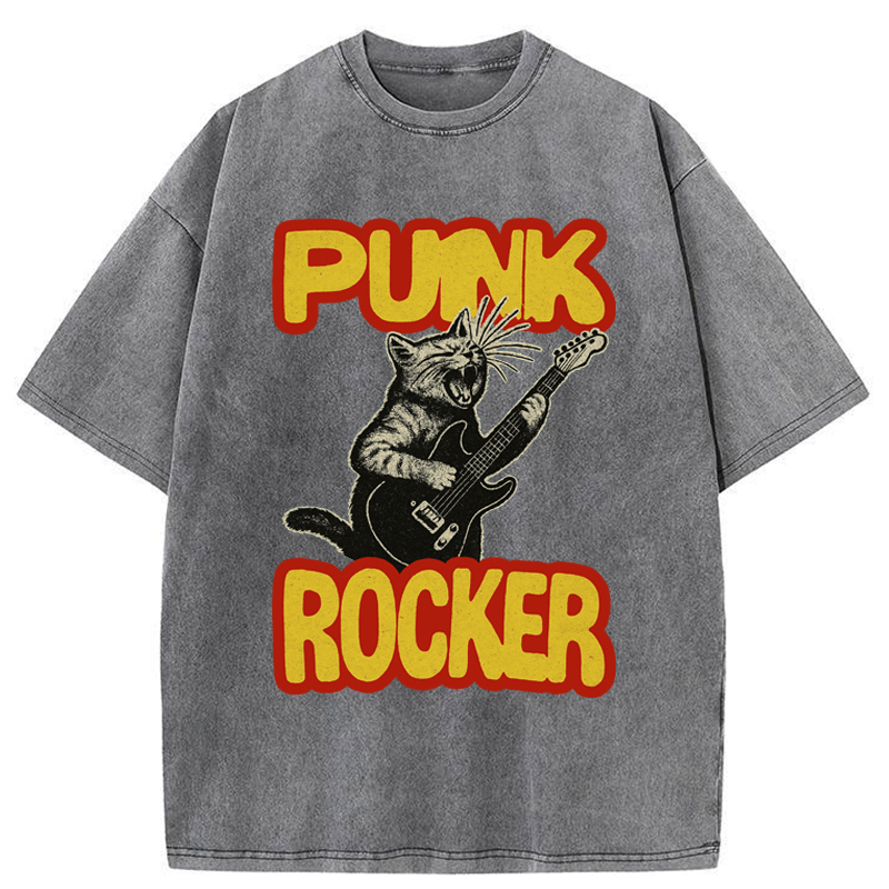 Tokyo-Tiger Punk Rock Kitty Washed T-Shirt