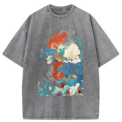 Tokyo-Tiger Underwater Corals Washed T-Shirt