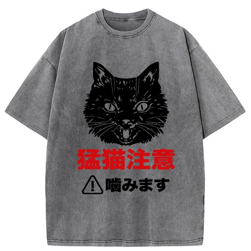 Tokyo-Tiger Fierce Cat Beware Washed T-Shirt