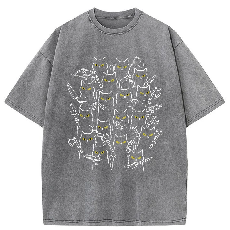 Tokyo-Tiger Various Branches Of The Cat Army Washed T-Shirt