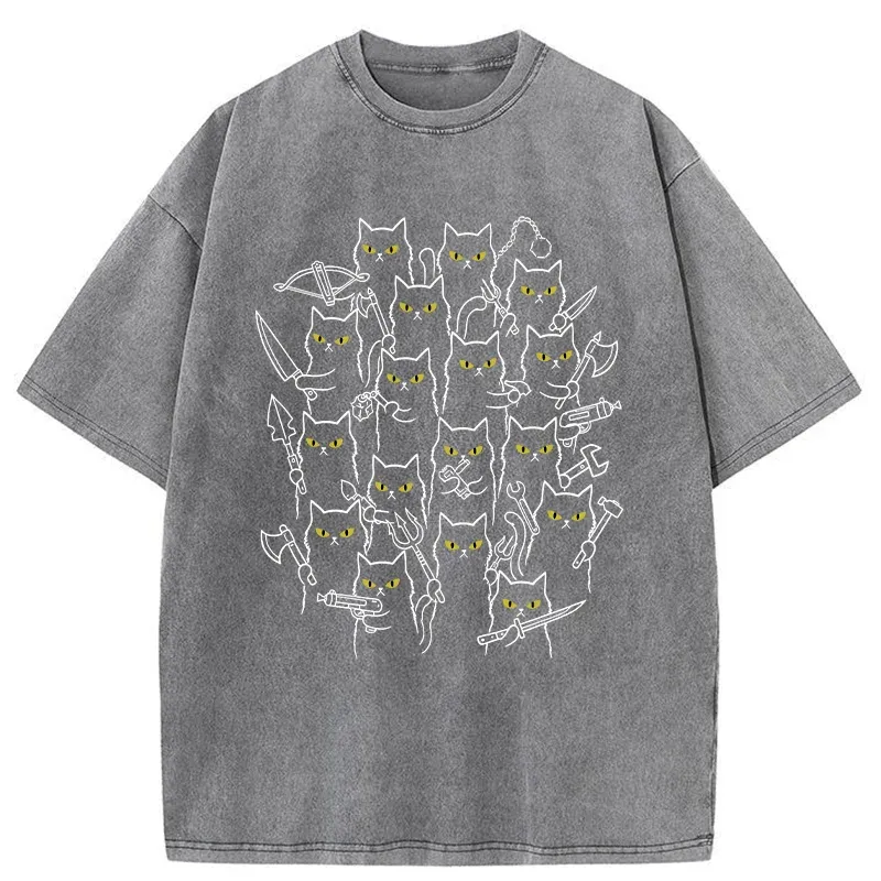 Tokyo-Tiger Various Branches Of The Cat Army Washed T-Shirt