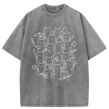 Tokyo-Tiger Various Branches Of The Cat Army Washed T-Shirt