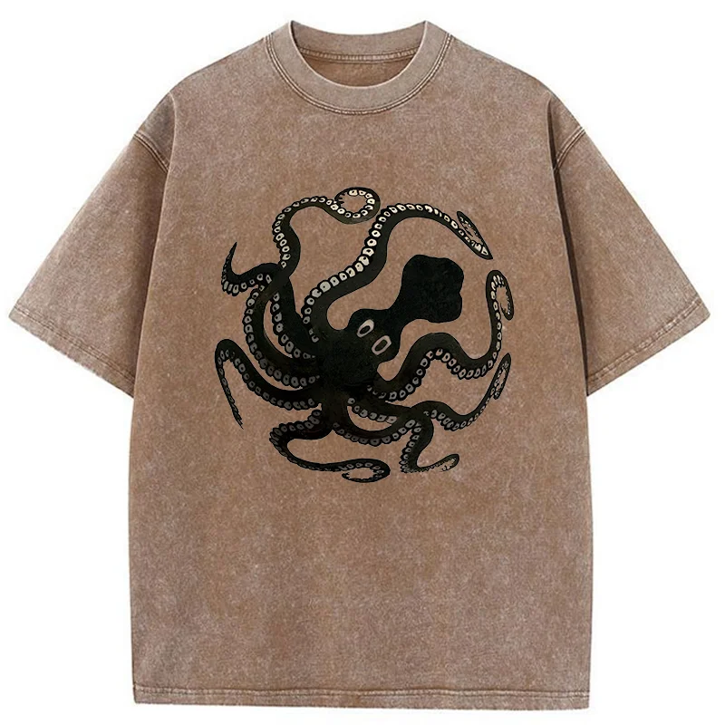Tokyo-Tiger Octopus Surrounds Washed T-Shirt