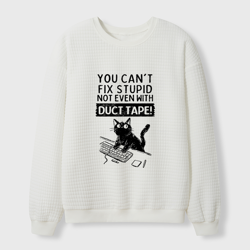 Tokyo-Tiger Funny Cat：You Can't Fix Stupid Waffle Sweatshirt