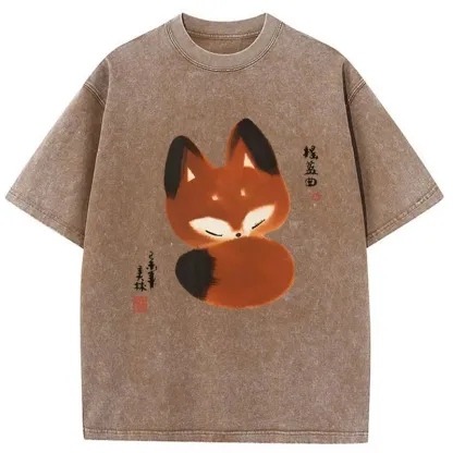 Tokyo-Tiger Cute Fox Washed T-Shirt