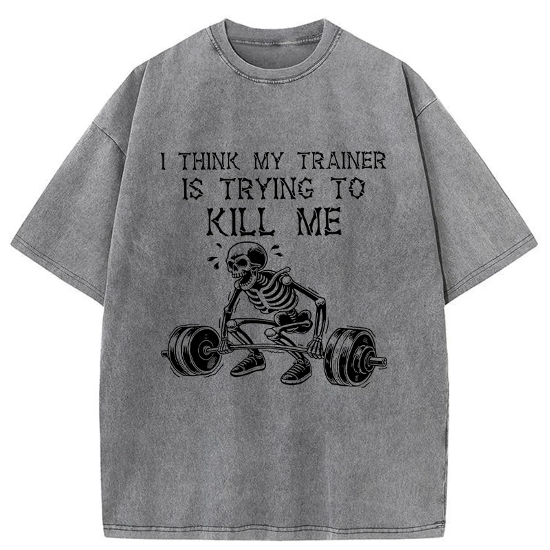 Tokyo-Tiger Gym Instructor Funny Washed T-Shirt