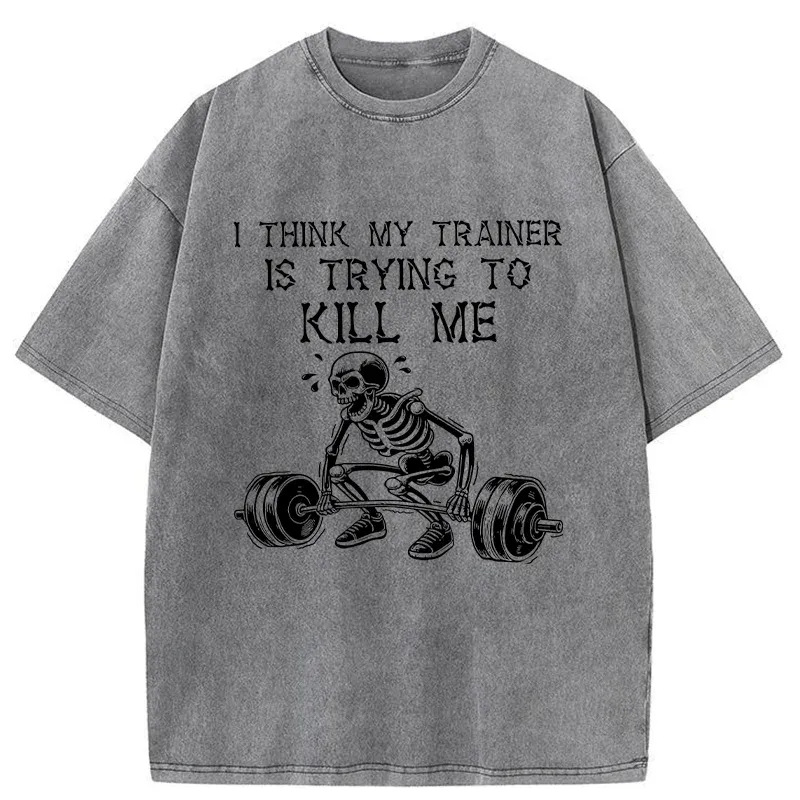 Tokyo-Tiger Gym Instructor Funny Washed T-Shirt