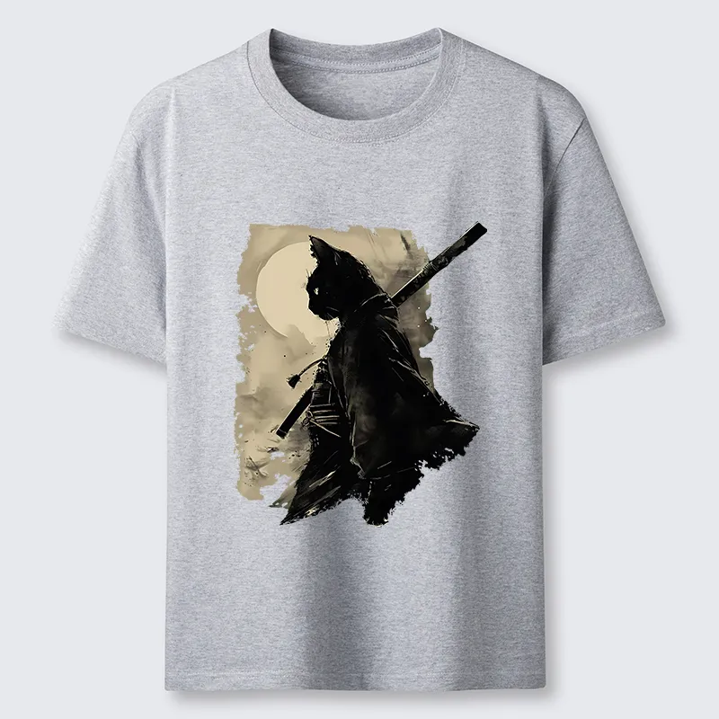 Tokyo-Tiger Under The Moon Cat Samurai Classic T-Shirt
