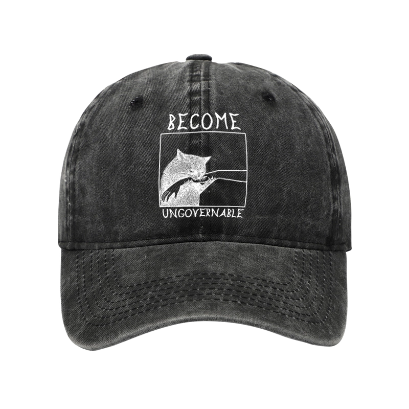 Tokyo-Tiger Cat Biting Arm Washed Cap