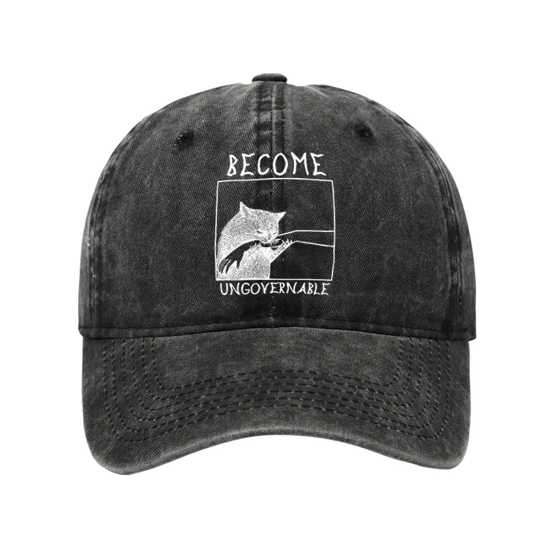 Tokyo-Tiger Cat Biting Arm Washed Cap