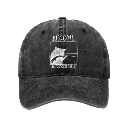 Tokyo-Tiger Cat Biting Arm Washed Cap