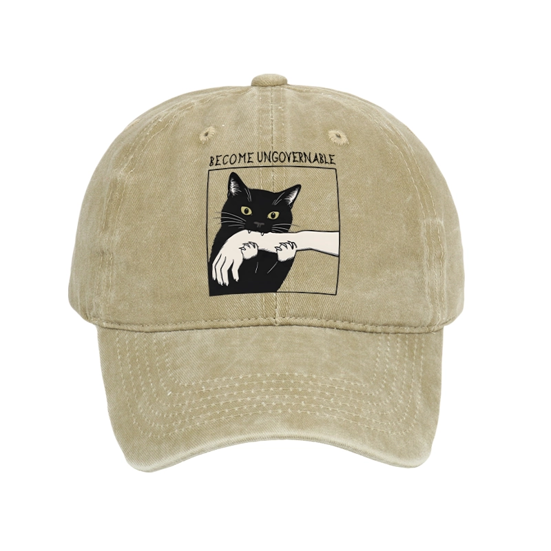 Tokyo-Tiger Black Cat Biting Washed Cap