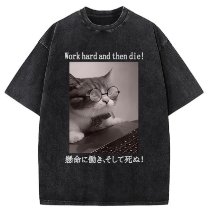 Tokyo-Tiger Work Hard And Then Die Washed T-Shirt