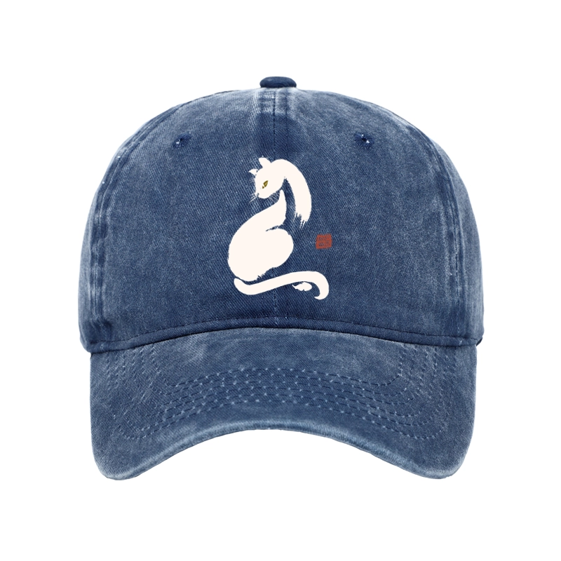 Tokyo-Tiger Elegant Black Cat Japan Washed Cap