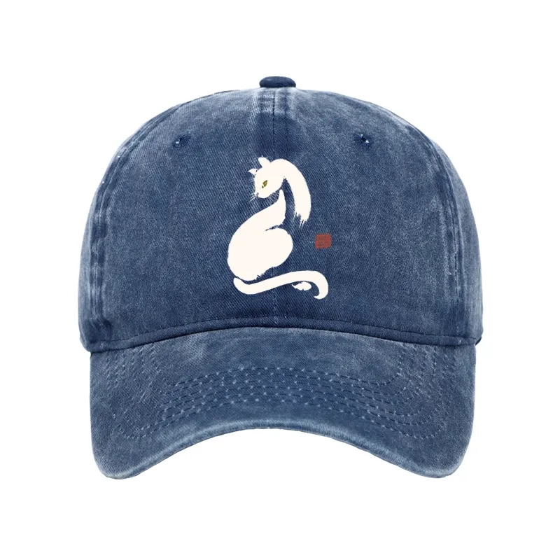 Tokyo-Tiger Elegant Black Cat Japan Washed Cap