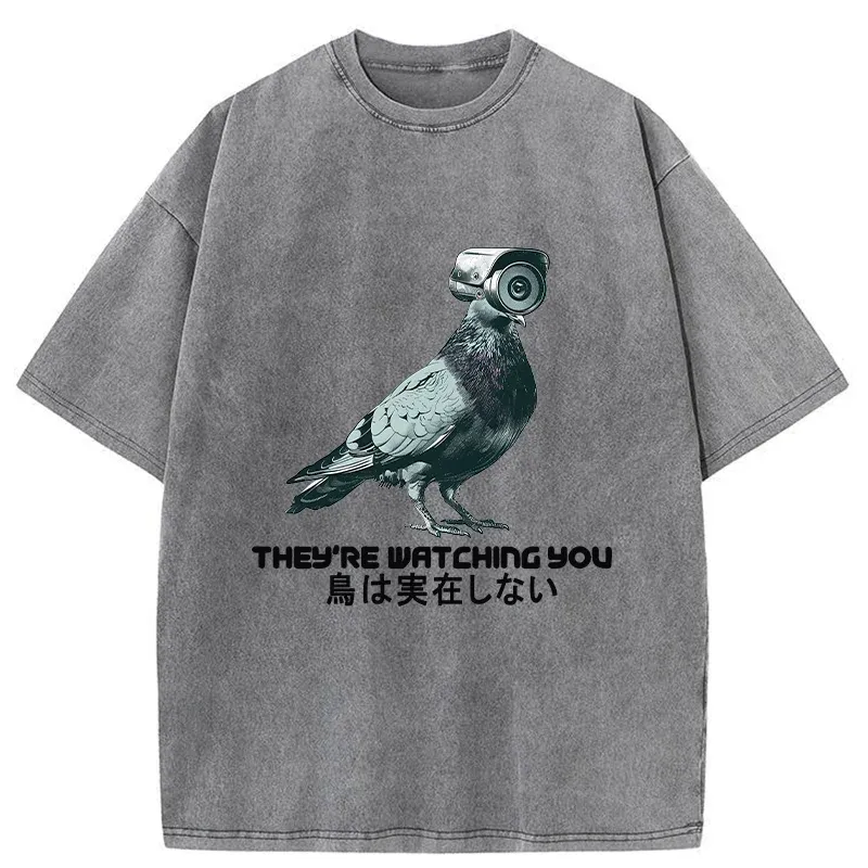 Tokyo-Tiger Birds Aren't Real Funny Washed T-Shirt Sale