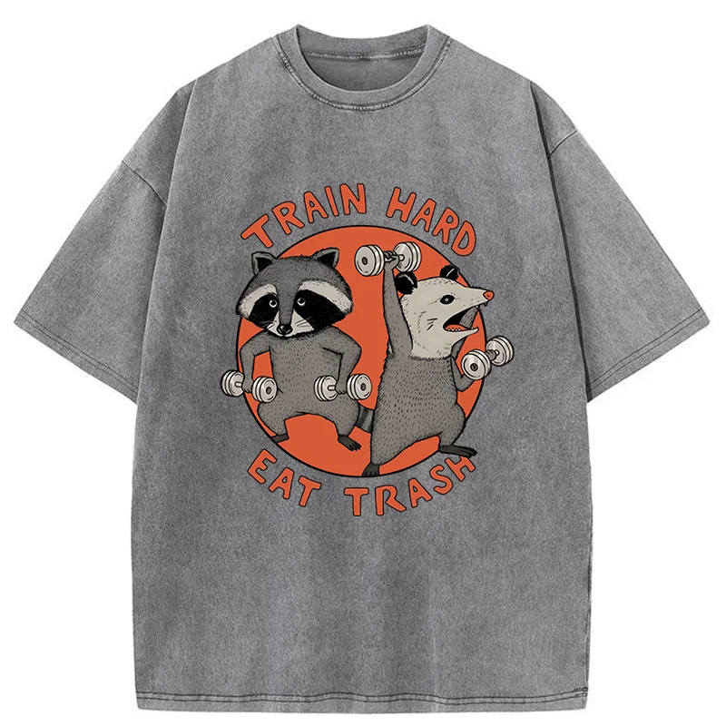 Tokyo-Tiger Raccoons And Opossums Are Working Out Washed T-Shirt