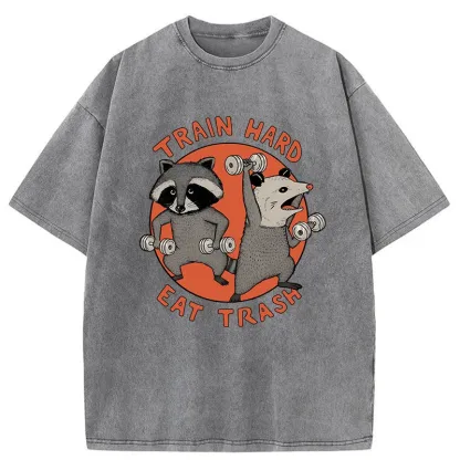 Tokyo-Tiger Raccoons And Opossums Are Working Out Washed T-Shirt