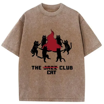 Tokyo-Tiger Cat Party Washed T-Shirt