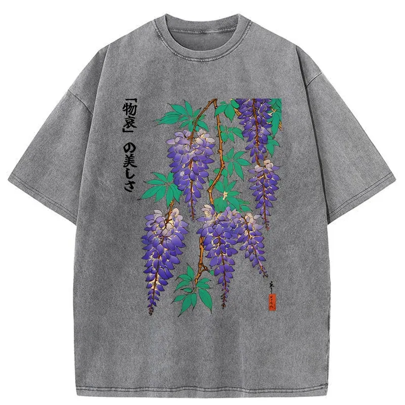 Tokyo-Tiger Wisteria Flowers Washed T-Shirt
