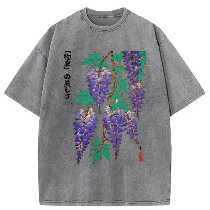 Tokyo-Tiger Wisteria Flowers Washed T-Shirt
