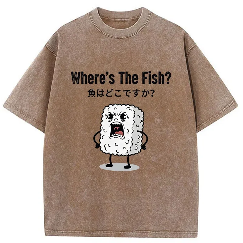 Tokyo-Tiger Rice Balls In Search Of Fish Washed T-Shirt