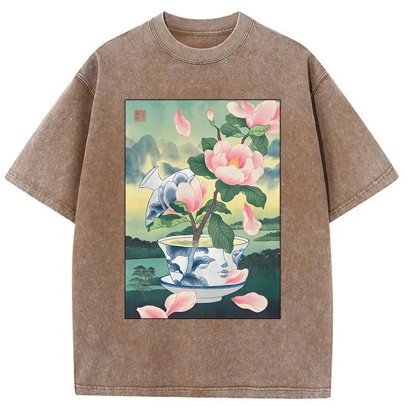 Tokyo-Tiger Fragrance Of Tea Is Like That Of Flowers Washed T-Shirt