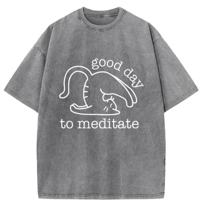 Tokyo-Tiger Cats Doing Yoga Washed T-Shirt