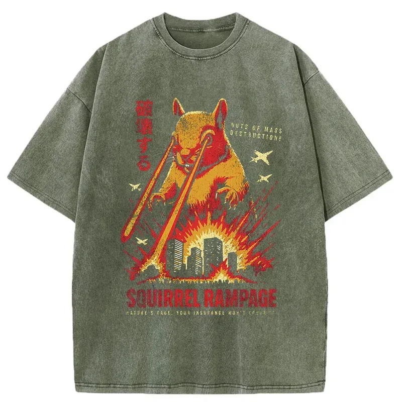 Tokyo-Tiger Squirrel Monster Funny Washed T-Shirt