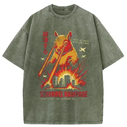 Tokyo-Tiger Squirrel Monster Funny Washed T-Shirt