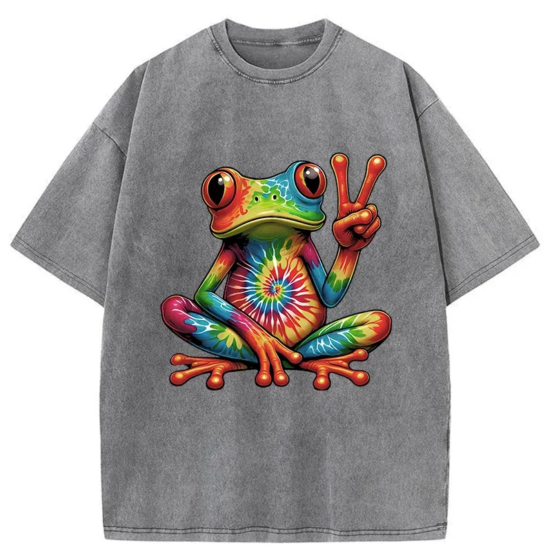 Tokyo-Tiger Psychedelic Frog Washed T-Shirt