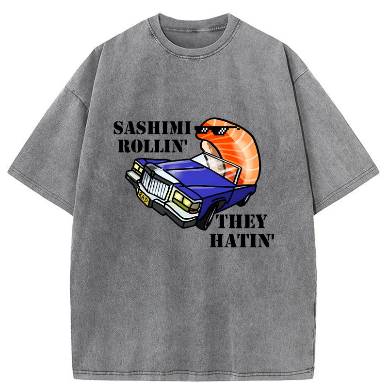 Tokyo-Tiger Sushi Driving Washed T-Shirt