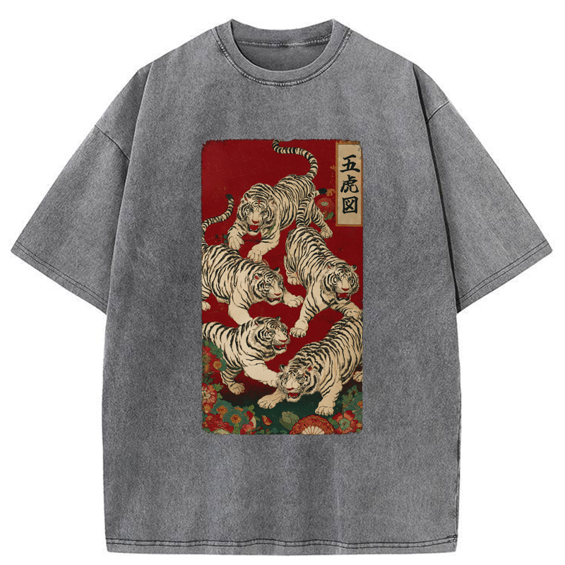 Tokyo-Tiger The Five Fierce Tigers Washed T-Shirt
