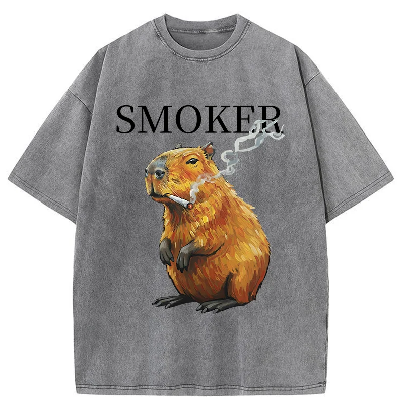Tokyo-Tiger Obese Smokers Washed T-Shirt