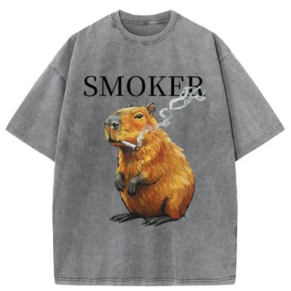 Tokyo-Tiger Obese Smokers Washed T-Shirt