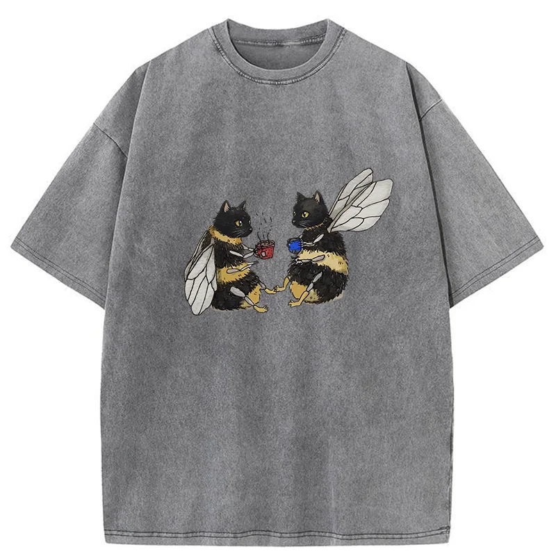 Tokyo-Tiger CatBees' Tea Party Washed T-Shirt