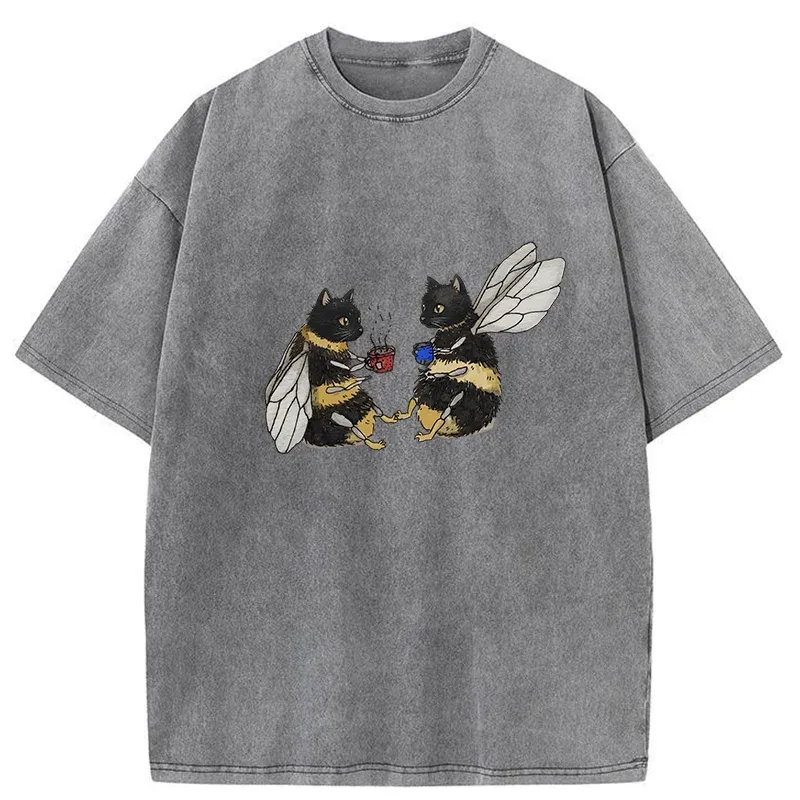 Tokyo-Tiger CatBees' Tea Party Washed T-Shirt