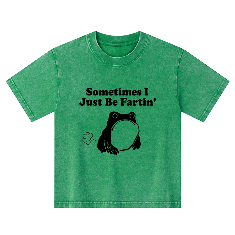 Tokyo-Tiger Farting Frog Japanese Kids Washed T-Shirt