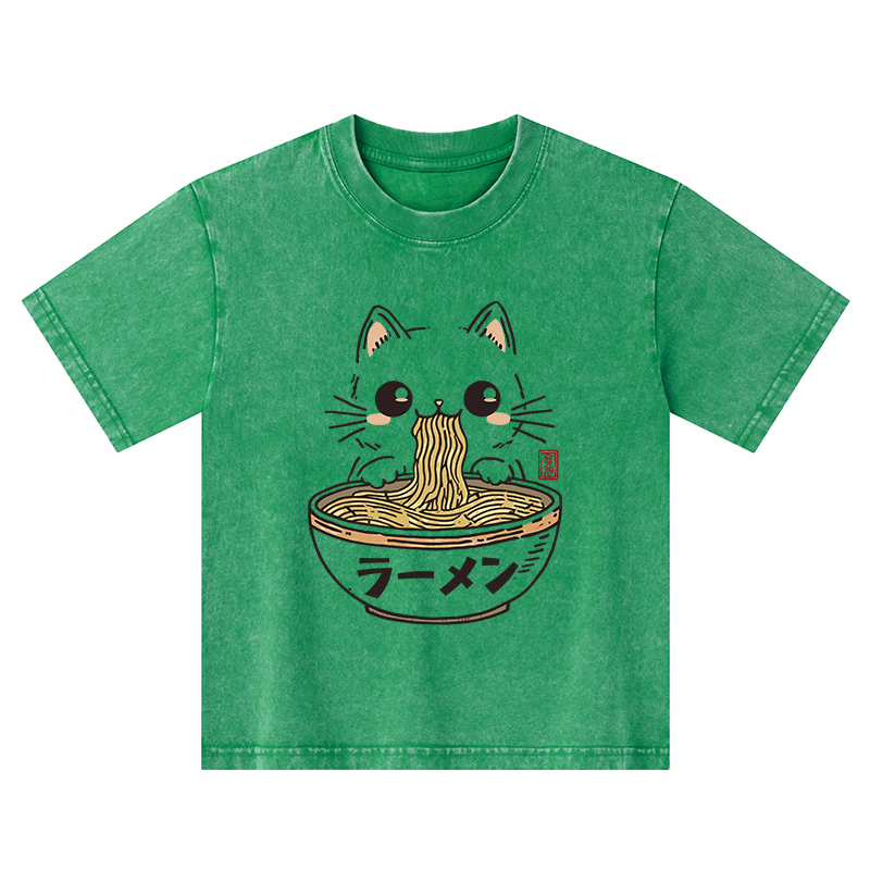 Tokyo-Tiger Purramen Time Kids Washed T-Shirt