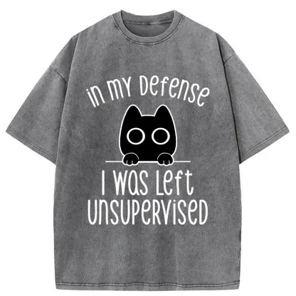 Tokyo-Tiger Defending Cat Funny Washed T-Shirt