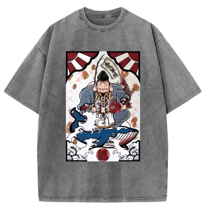 Tokyo-Tiger Ebisu And The Waves Washed T-Shirt