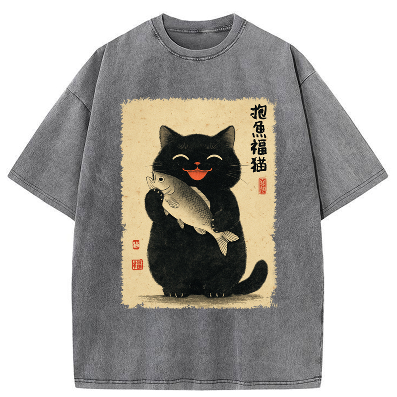 Tokyo-Tiger A Lucky Cat’s Catch Washed T-Shirt