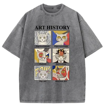 Tokyo-Tiger Art History About Cats Washed T-Shirt
