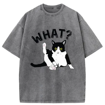 Tokyo-Tiger Cat's Question Washed T-Shirt