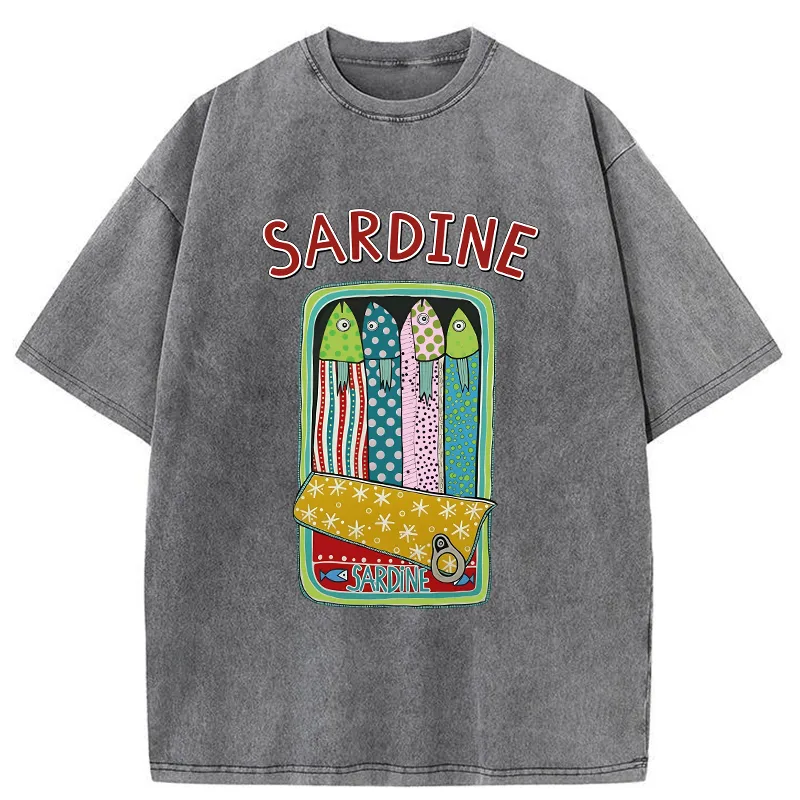 Tokyo-Tiger Colorful Sardines Washed T-Shirt